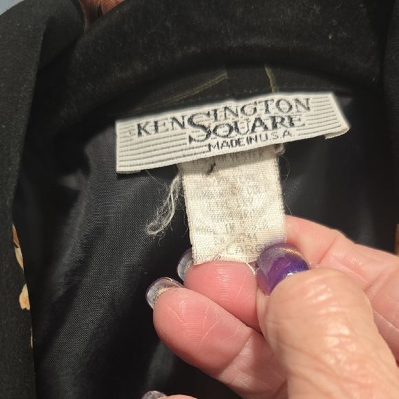 Vintage 90s Kensington Square Floral Black Women's Oversized Blazer Size Large - Picture 2 of 10
